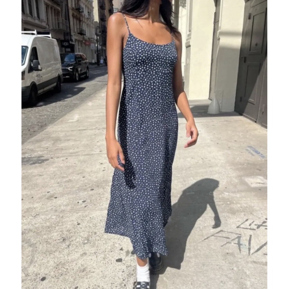 Brandy Melville Black Ditsy Floral Tie Back Cami Tank Colleen Midi Dress Italy